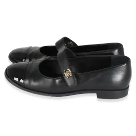 24P Black Lambskin Interlocking CC Mary Janes 38.5