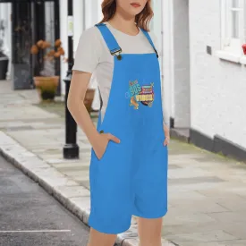 90's Vibes Curious Blue Unisex Shorts Suspender Jumpsuit