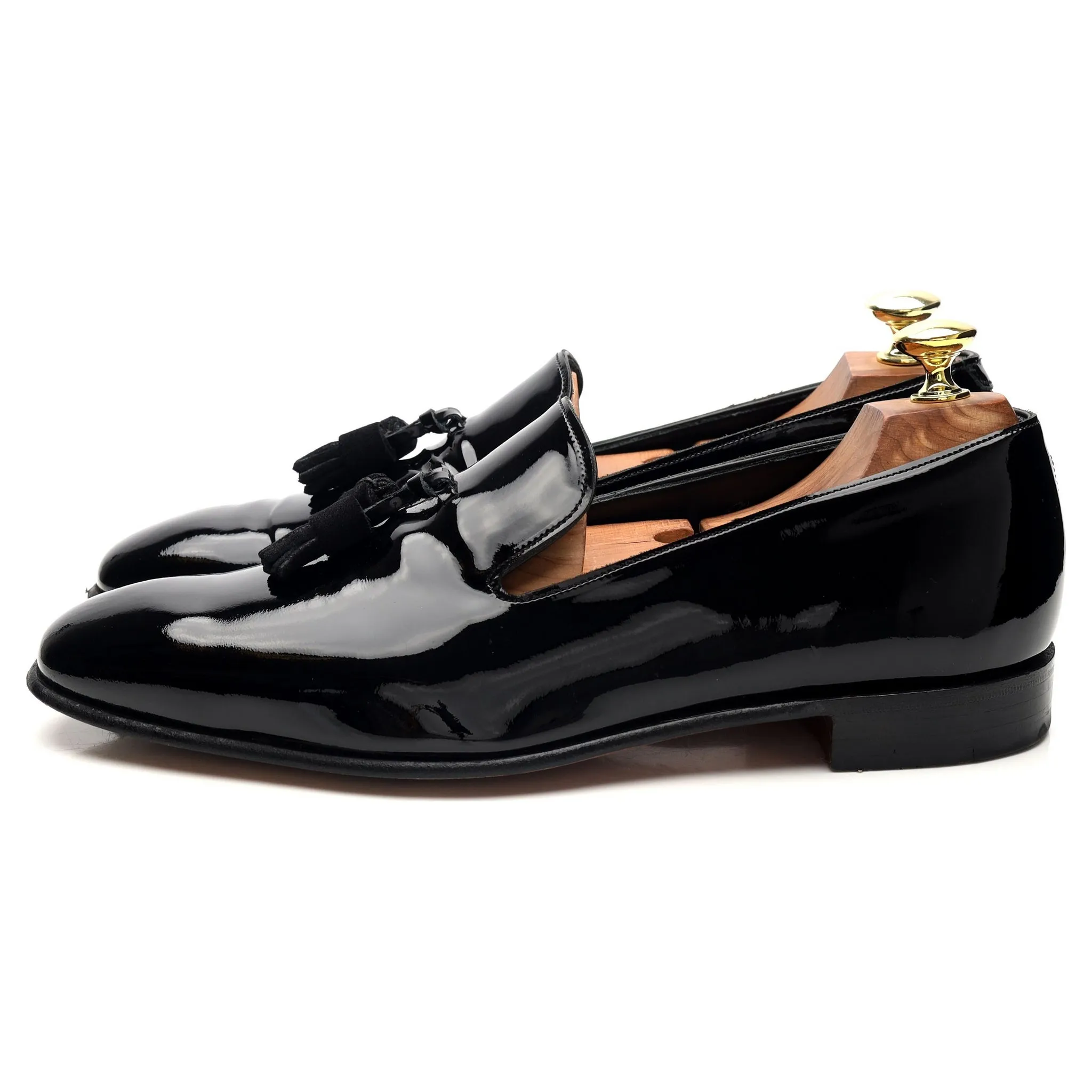 'Astaire' Black Patent Leather Tassel Loafers UK 7 F