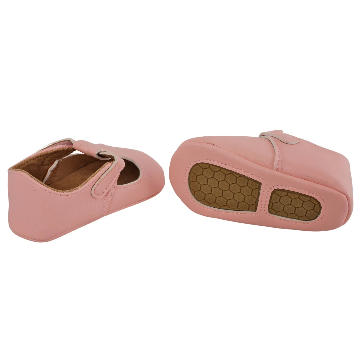 Baby Moo Dressy Pink Velcro Booties