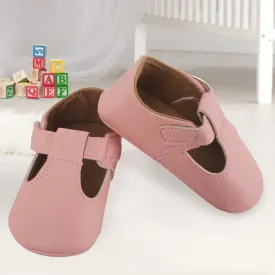 Baby Moo Dressy Pink Velcro Booties