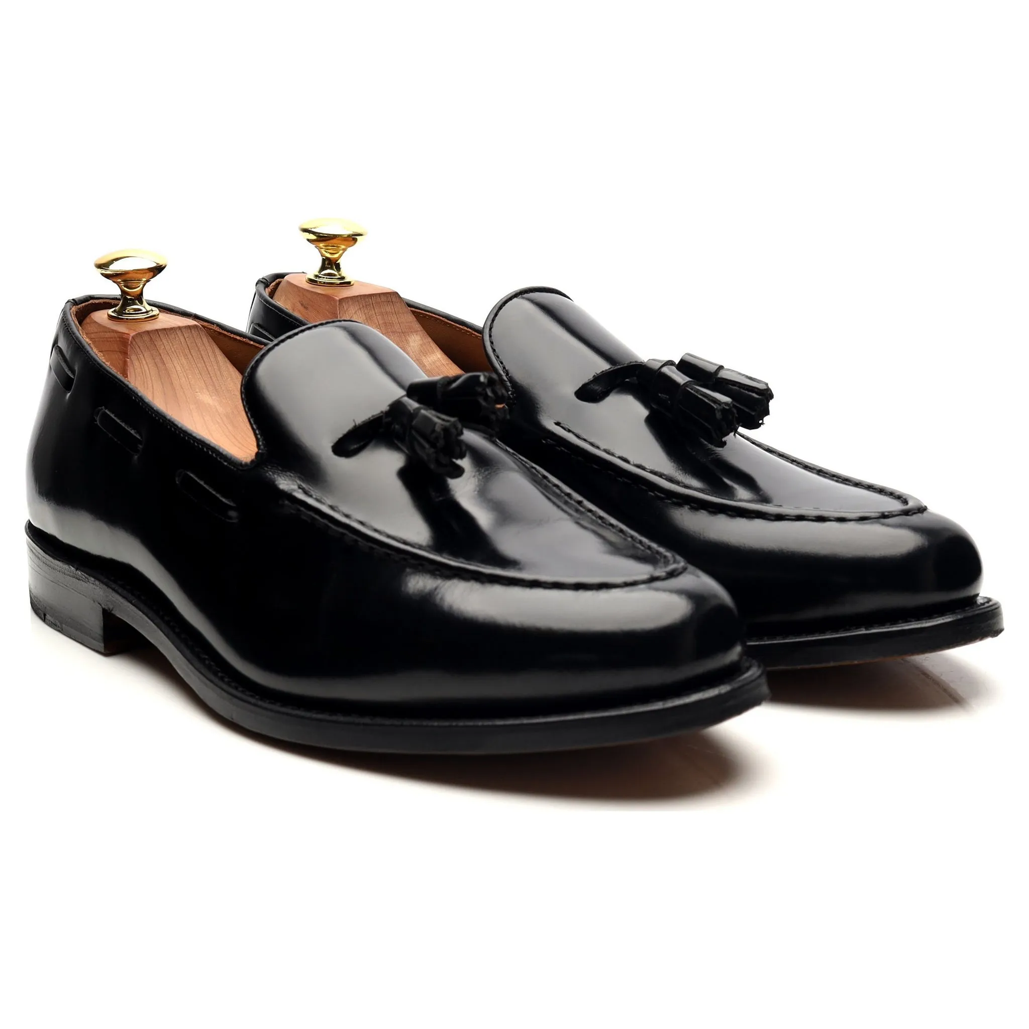 'Barcelona' Black Leather Tassel Loafers UK 8.5 F