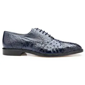 Belvedere Onesto II in Navy Genuine Ostrich & Crocodile Oxfords