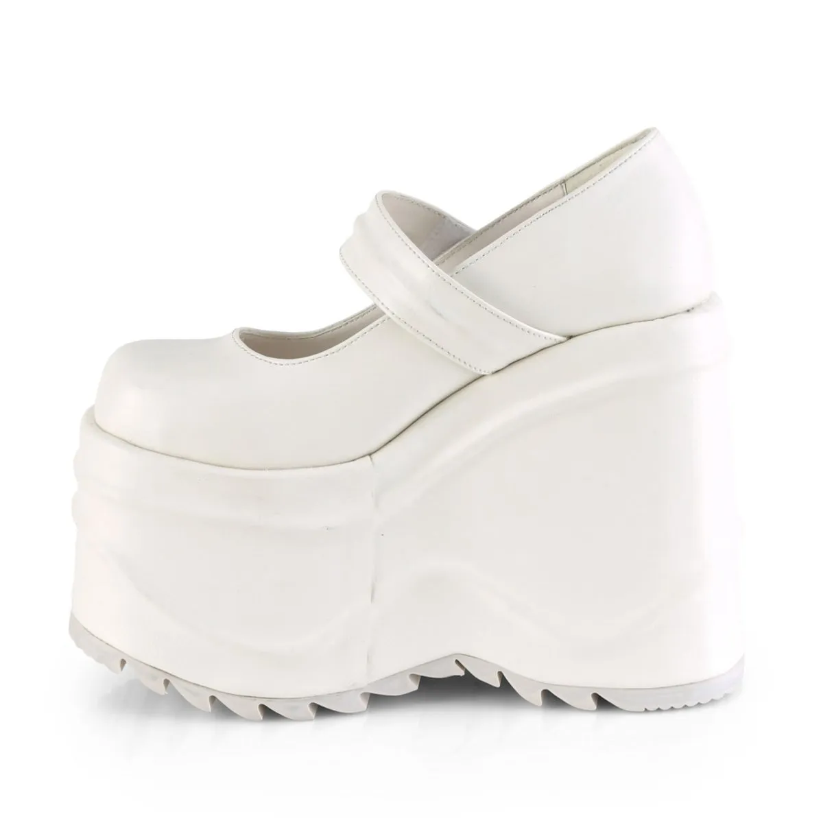 Demonia WAVE-32 | White Vegan Leather Mary Janes