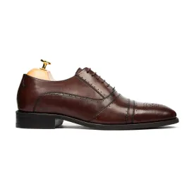 Doha - Men's Dark Brown Calf Leather Oxford Shoe