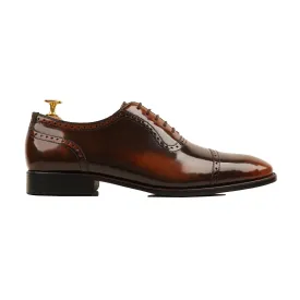 Drade - Men's Burnished Brown Box Leather High Shine Oxford Shoe