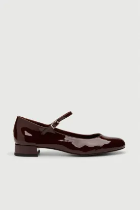 Emilia Mary Janes in Chocolate Patent Leather