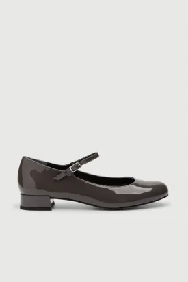 Emilia Mary Janes in Grey Patent Leather