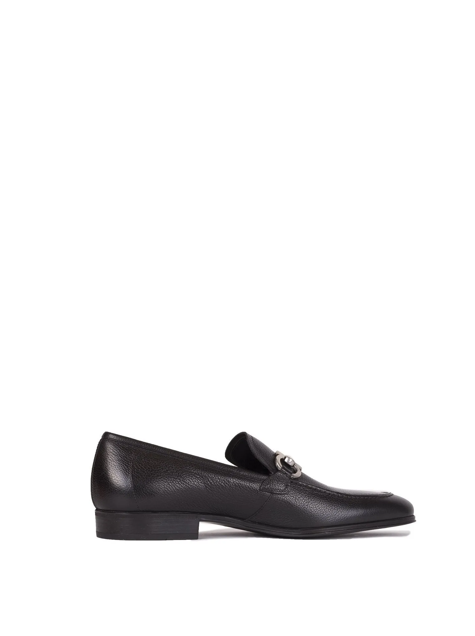 Flori Grained Leather Bit Loafers - Black