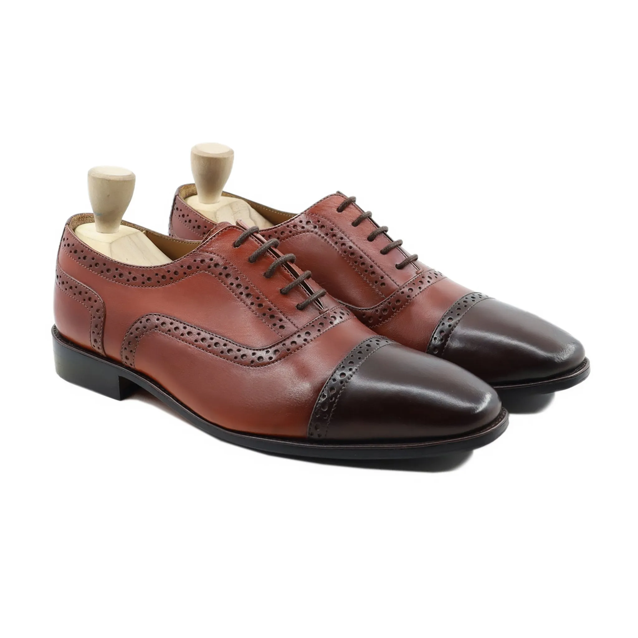 Homyel - Men's Light and Dark Brown Calf Leather Oxford Shoe