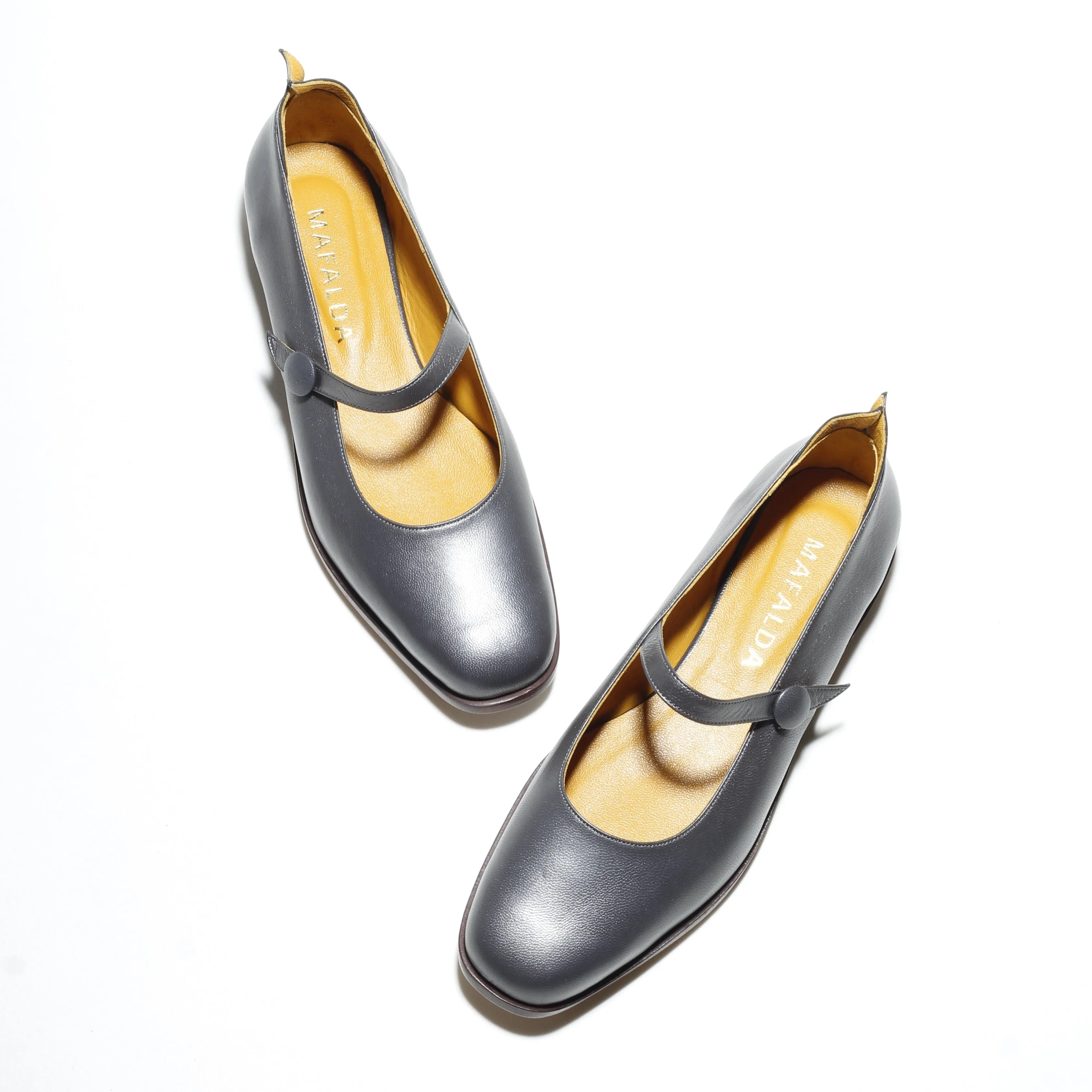 Livia Titanium Metallic Mary Janes