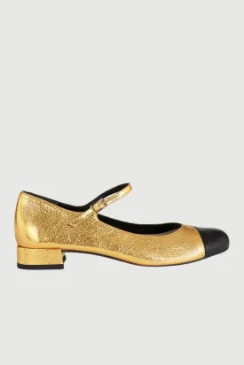 Lola Mary Janes in Gold Leather