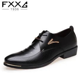 Men's business leather lacing shoes with pointed toes and low tops fish