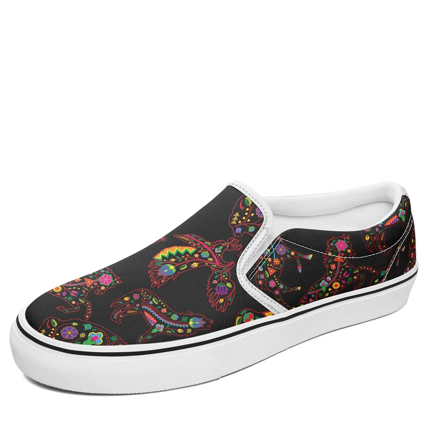 Neon Floral Animals Otoyimm Kid's Canvas Slip On Shoes