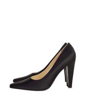 Prada Vintage Vampy Black Satin High Heel Pumps