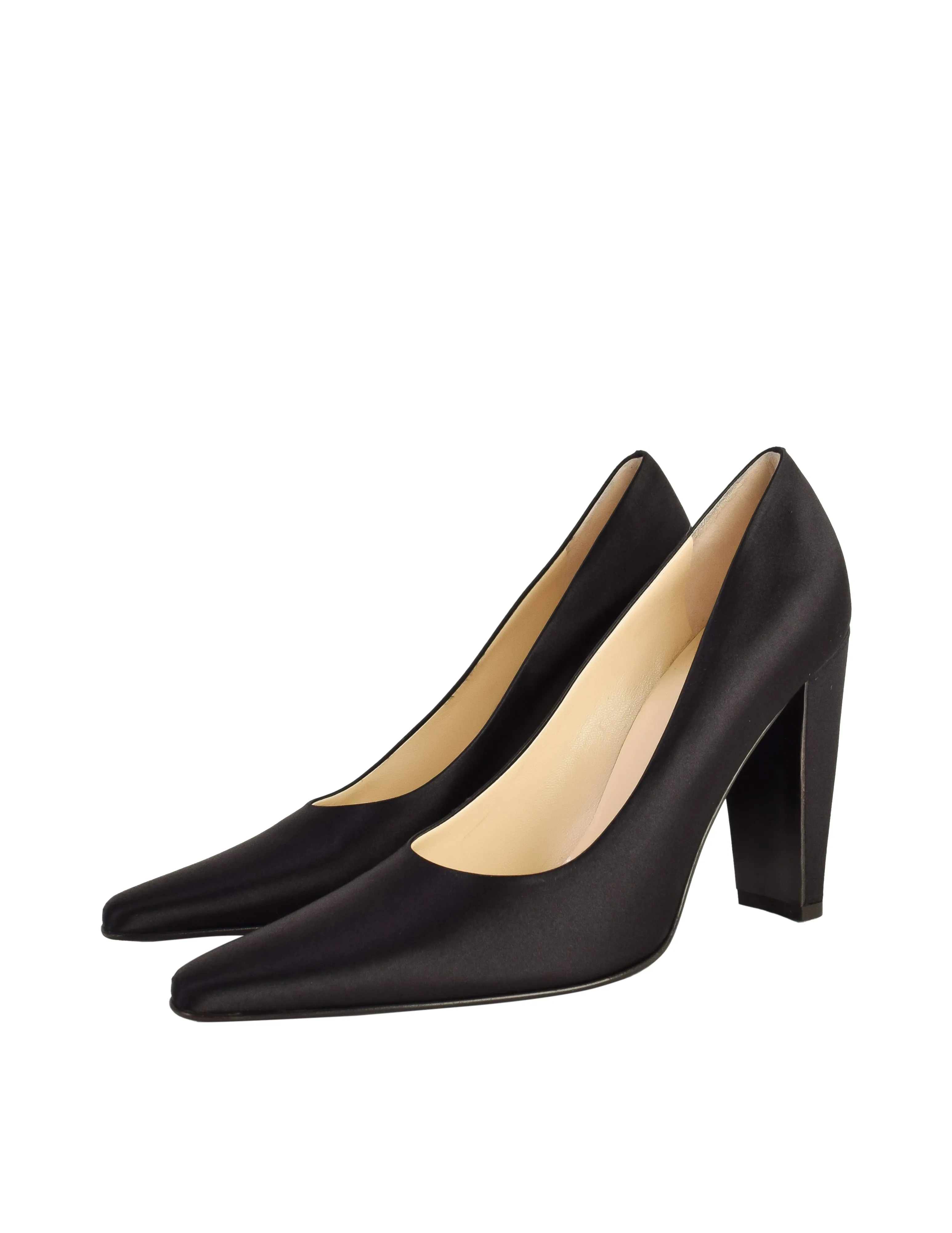 Prada Vintage Vampy Black Satin High Heel Pumps