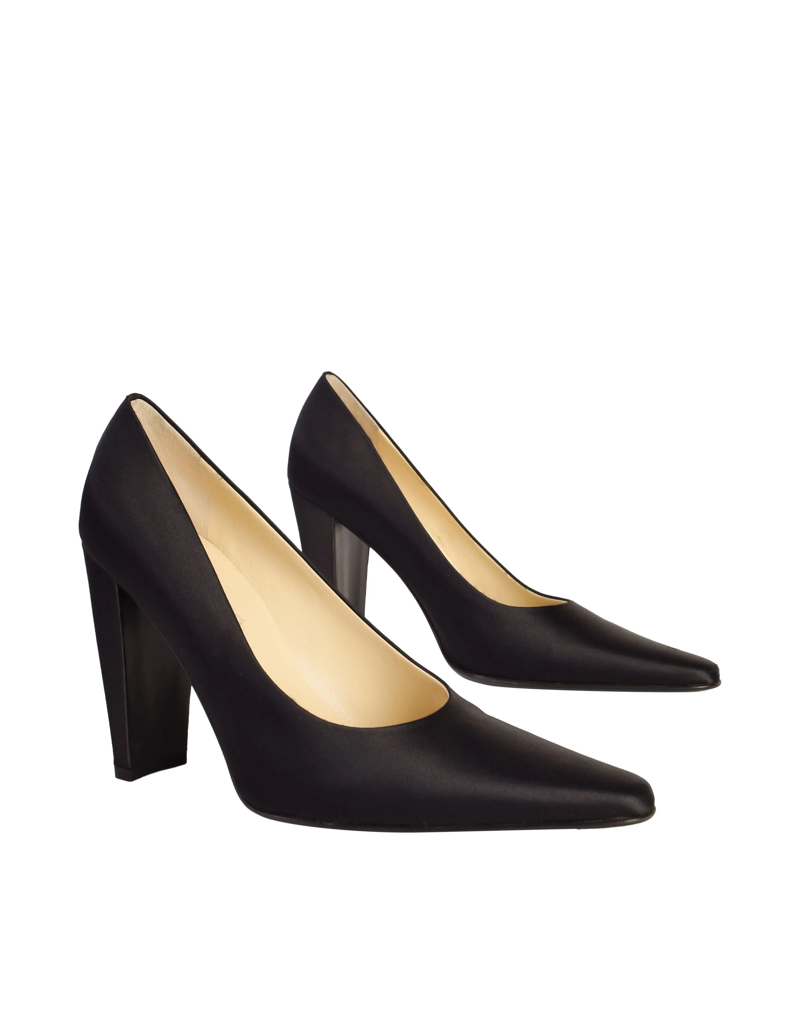 Prada Vintage Vampy Black Satin High Heel Pumps