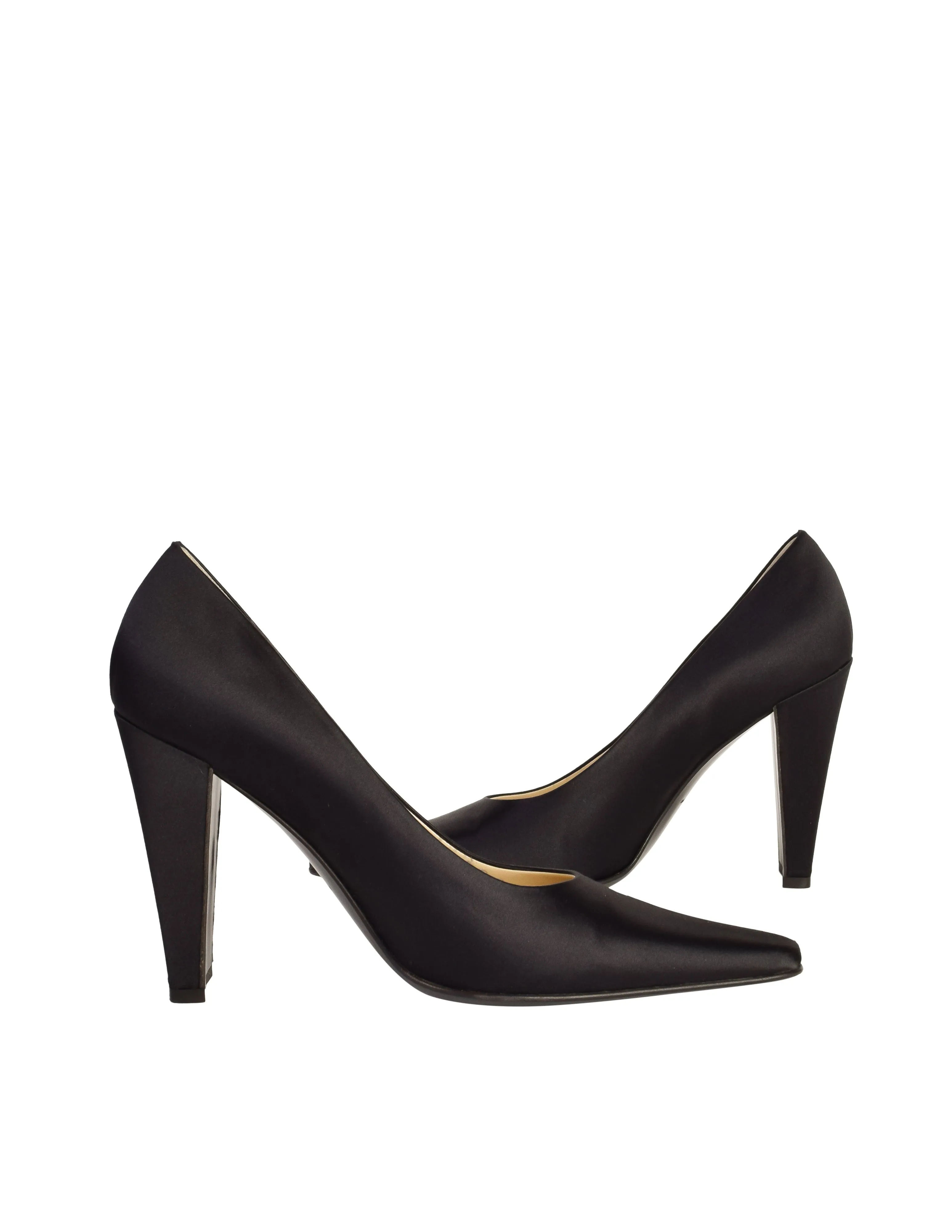 Prada Vintage Vampy Black Satin High Heel Pumps