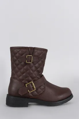 Quilted Round Toe Ankle Boots