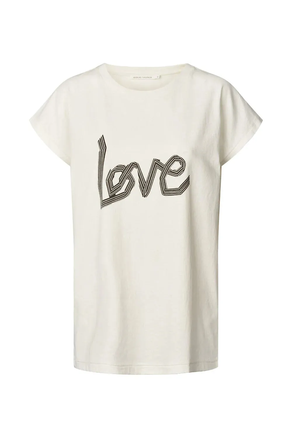 Rabens Saloner Anira Ribben Love Tee in Chalk