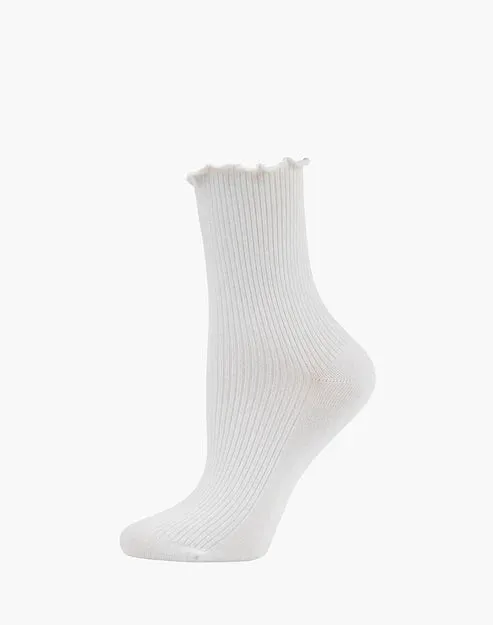 Ribbed Frill Quarter Crew Women's Socks