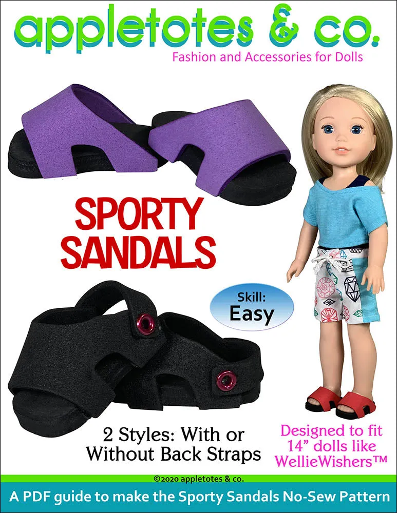 Sporty Sandals No Sew Pattern for 14 Inch Dolls