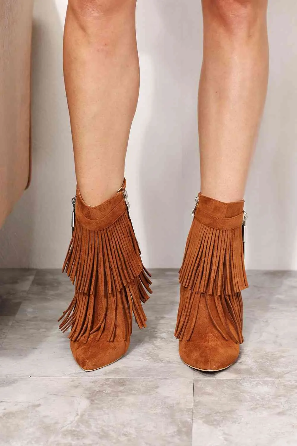 TEEK - Tassel Wedge Heel Ankle Booties | Ochre