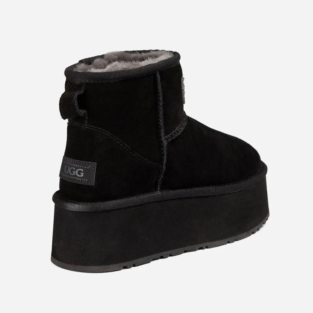 Ugg Classic Platform Knit Logo Mini Boots (Water Resistant) (5cm)