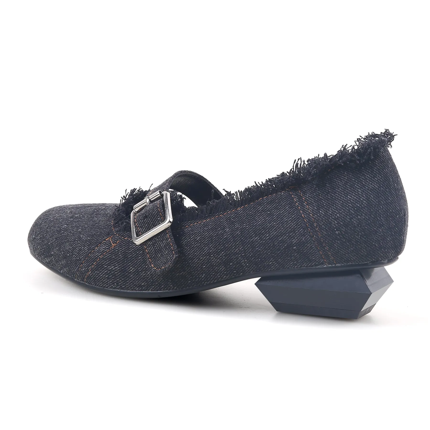 Upcycled Denim Fabric Mary Jane Shoes